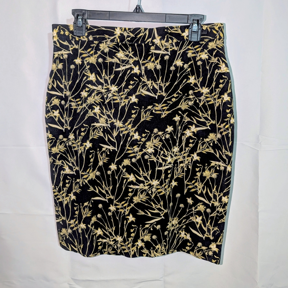 Banana Republic Black, Yellow And Green Pencil Skirt